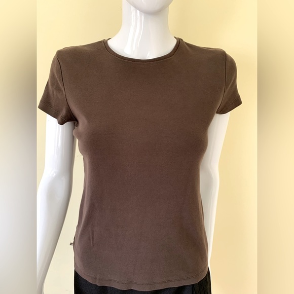 Jones New York Signature 100% cotton tops lot of 2 crew neck brown & creamy tan - Picture 2 of 16